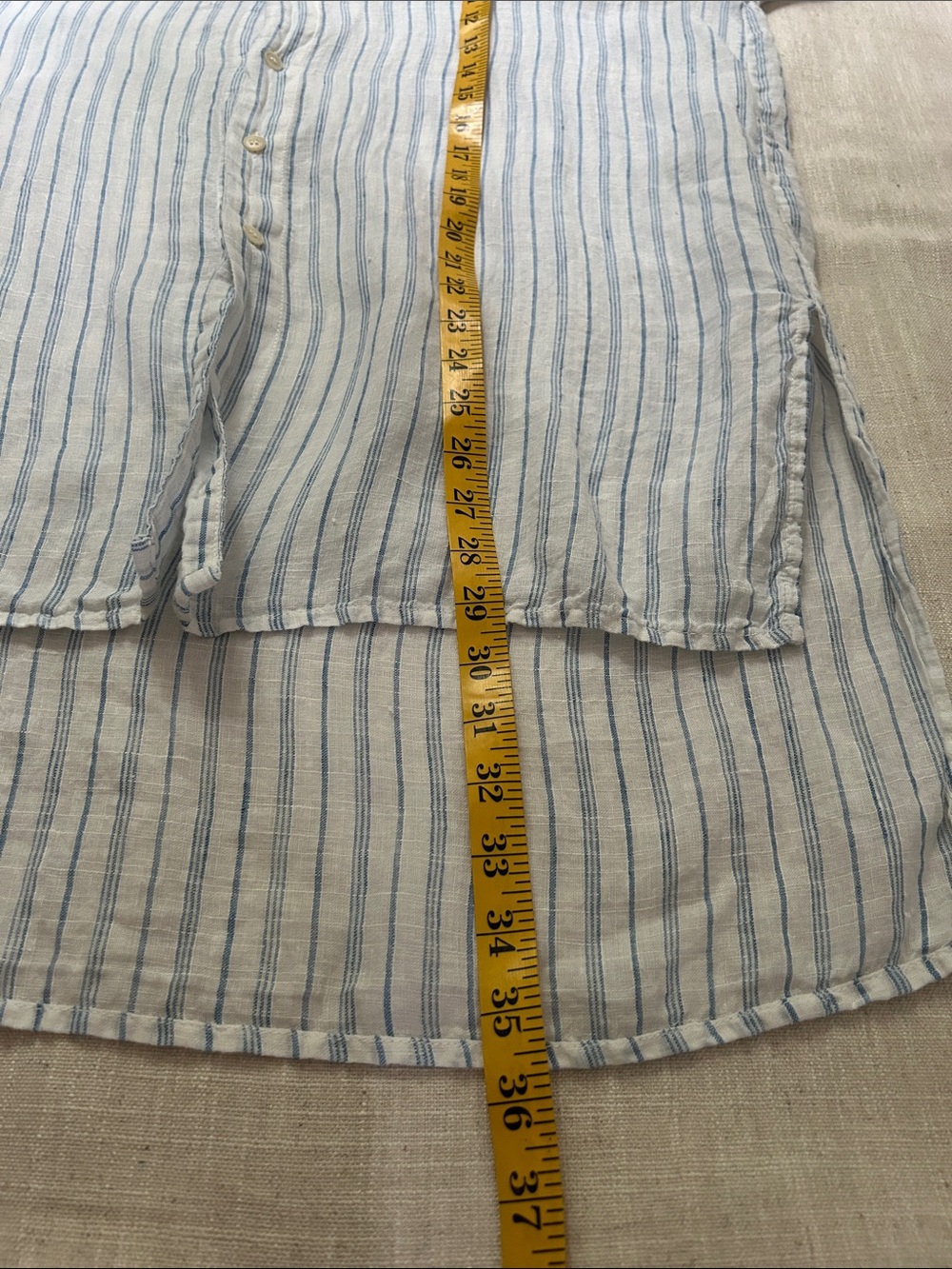 CP Shades Linen Tunic Blue/White Striped Size Medium Coastal Beach Coverup - Picture 10 of 12